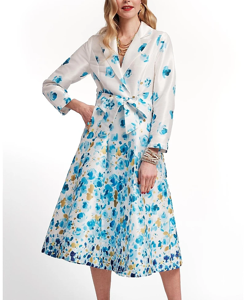 Frances Valentine Lucille Pocket Full of Posies Poly Dupion Wrap Dress