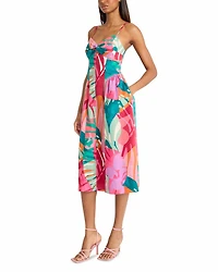 Printed Twist Front Midi Dress