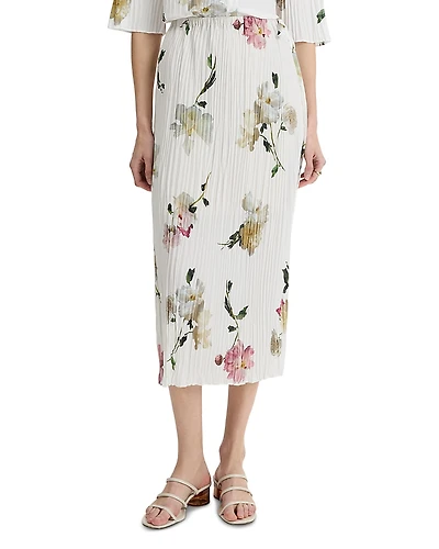 Vince Wilted Peony Pleated Skirt