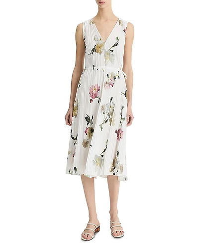 Vince Wilted Peony Pleated Dress