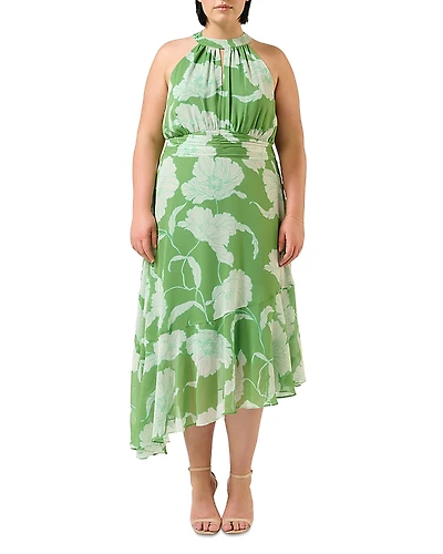 Estelle Plus Seafall Halter Neck Asymmetric Midi Dress