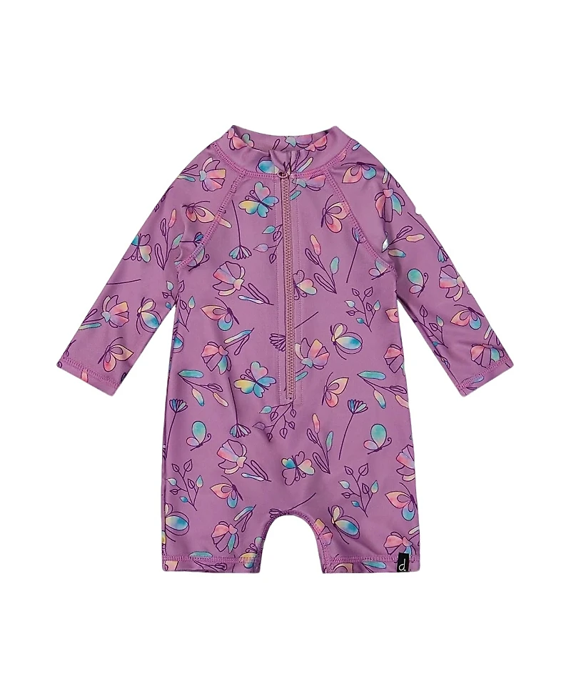 Deux par Deux Girls' Printed Long Sleeve One-Piece Rashguard - Baby