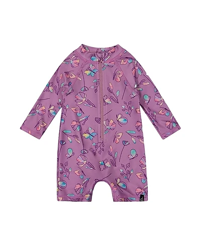 Deux par Deux Girls' Printed Long Sleeve One-Piece Rashguard - Baby