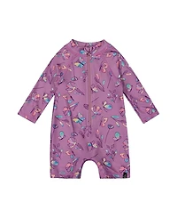 Deux par Deux Girls' Printed Long Sleeve One-Piece Rashguard - Baby