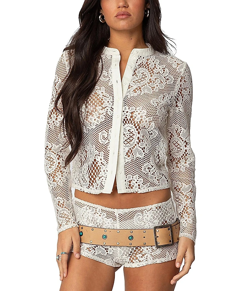 Edikted Peyson Sheer Lace Top