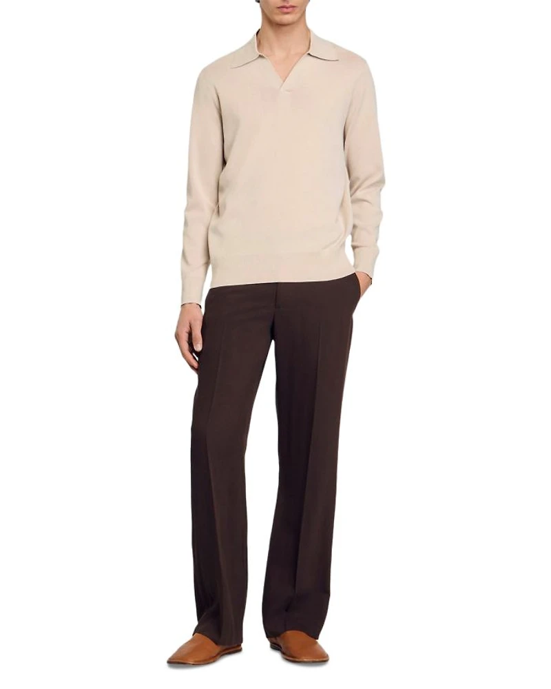 Knit Long Sleeve Polo Shirt
