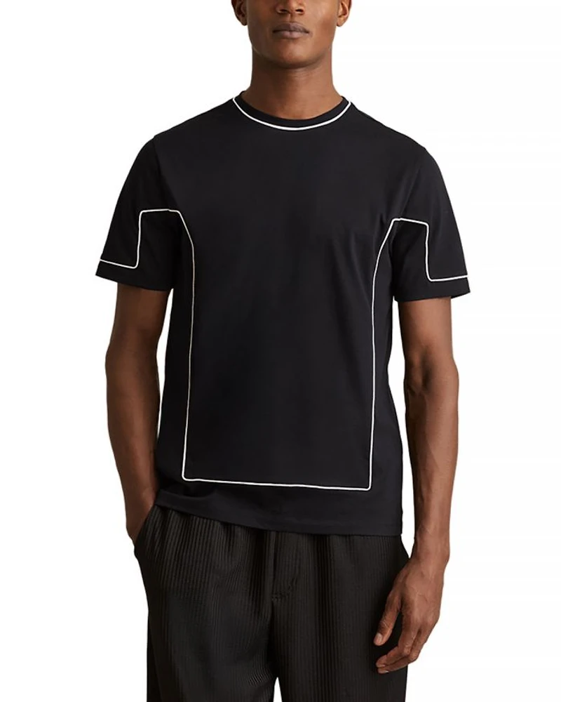 Ribbed Piped Crewneck Tee