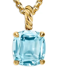 Marbella Pendant 18K Yellow Gold with Sky Blue Topaz or Prasiolite, 12mm