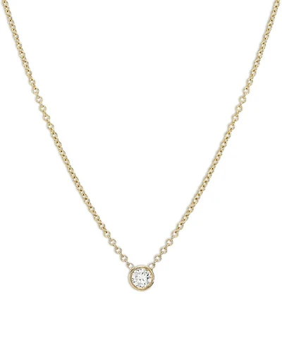 14K Yellow Gold Diamond Bezel Fine Link Pendant Necklace, 16-18"