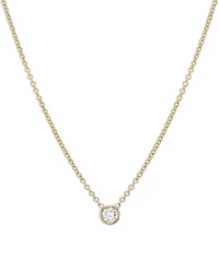 14K Yellow Gold Diamond Bezel Fine Link Pendant Necklace, 16-18"