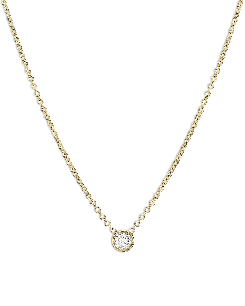Zoe Lev 14K Yellow Gold Diamond Bezel Fine Link Pendant Necklace, 16-18