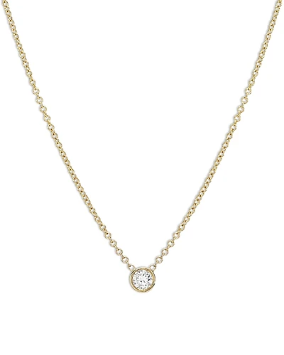 Zoe Lev 14K Yellow Gold Diamond Bezel Fine Link Pendant Necklace, 16-18