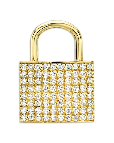 14K Yellow Gold Diamond Pavé Padlock Charm Pendant