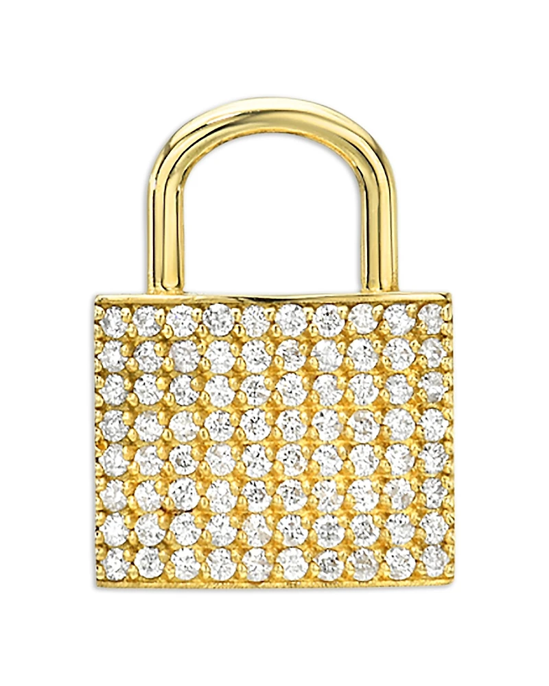 Zoe Lev 14K Yellow Gold Diamond Pave Padlock Charm Pendant