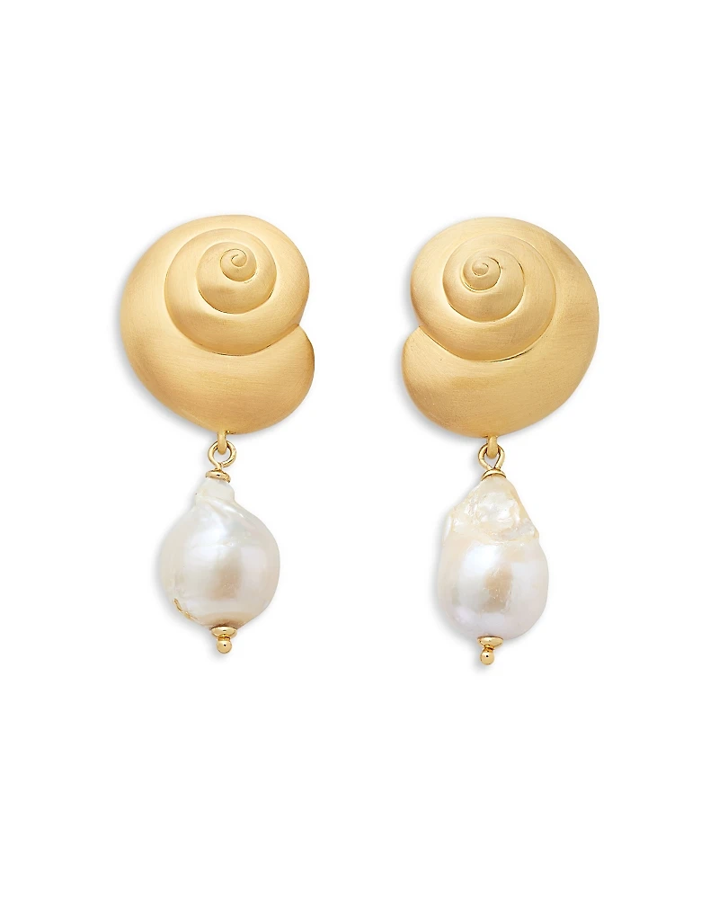 kate spade new york Beachside Shell & Cultured Freshwater Pearl Drop Earrings