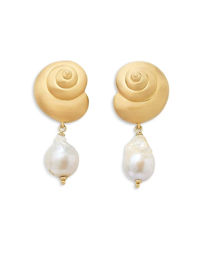 kate spade new york Beachside Shell & Cultured Freshwater Pearl Drop Earrings