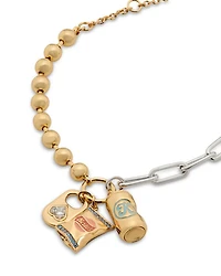 Snack Time Mixed Chain Charm Bracelet in Two Tone