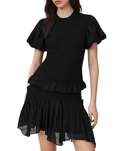 Allsaints Dael Peplum Puff Sleeve Top