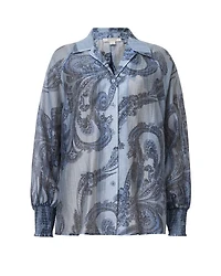 Isla Printed Smocked Cuff Shirt