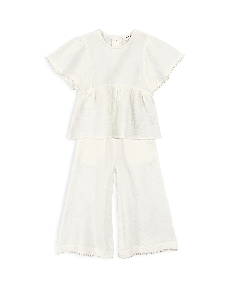 Miles The Label Girls' Flowy Top & Pants Gauze Lounge Set - Little Kid