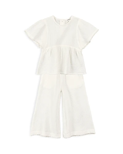 Miles The Label Girls' Flowy Top & Pants Gauze Lounge Set - Little Kid