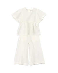 Miles The Label Girls' Flowy Top & Pants Gauze Lounge Set - Little Kid