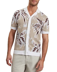 Ted Baker Kyes Short Sleeve Knitted Leaf Regular Fit Button Down Shirt