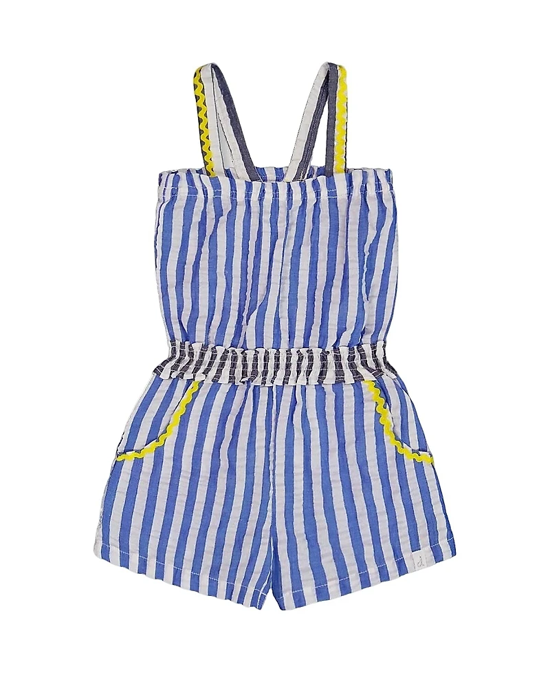 Deux par Girls' Sleeveless Seersucker Romper - Little Kid