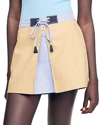 Short Dual Material Skirt