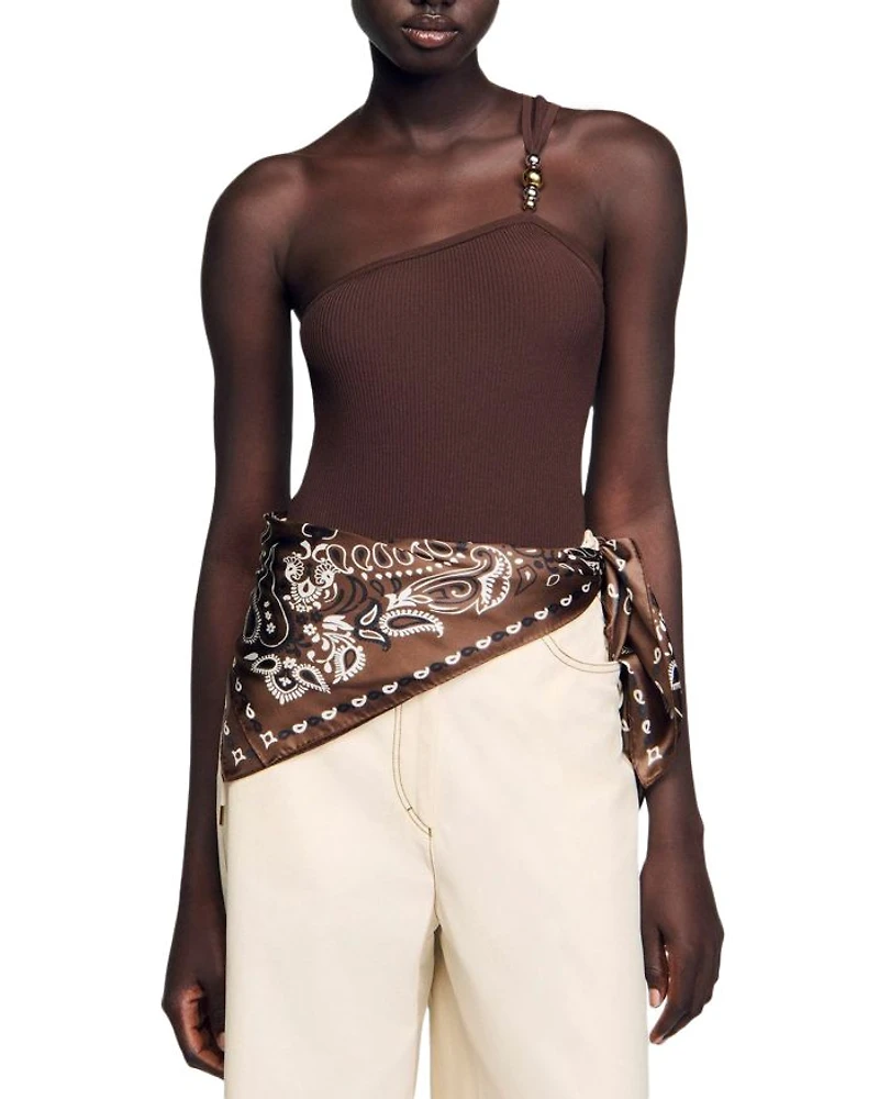 Angele Asymmetric Ribbed Leotard