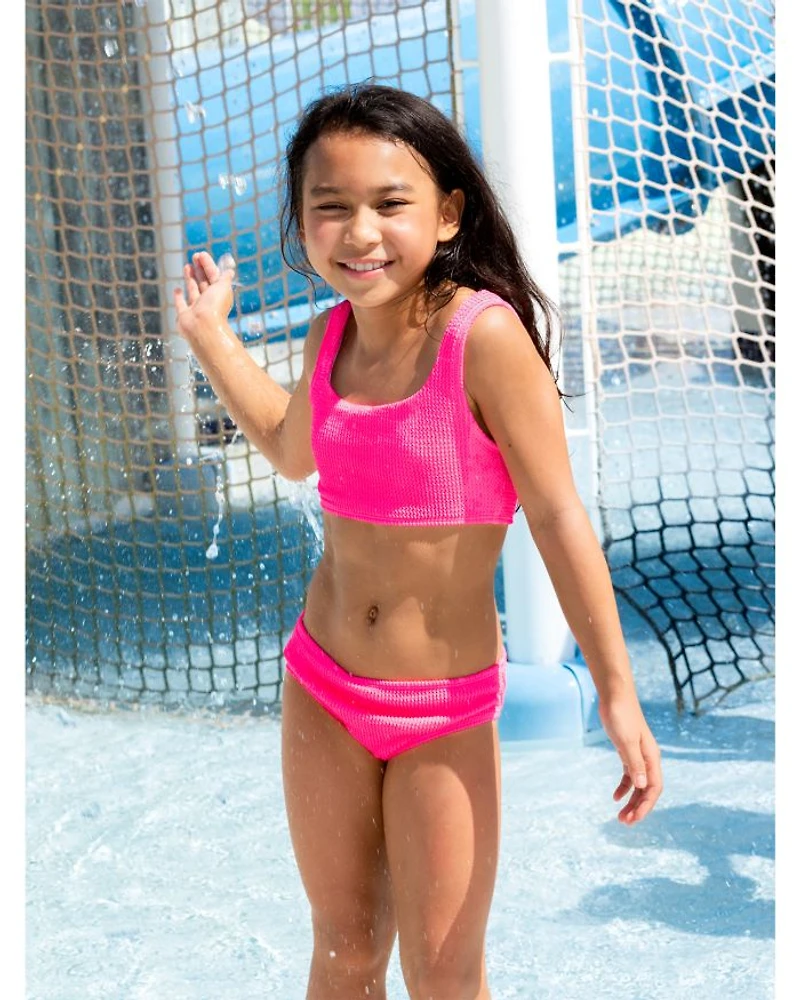 Girls' Fay Crinkle Square Neck Two Piece Swimsuit - Little Kid, Big Kid