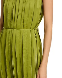Sleeveless Satin Panel Midi Dress