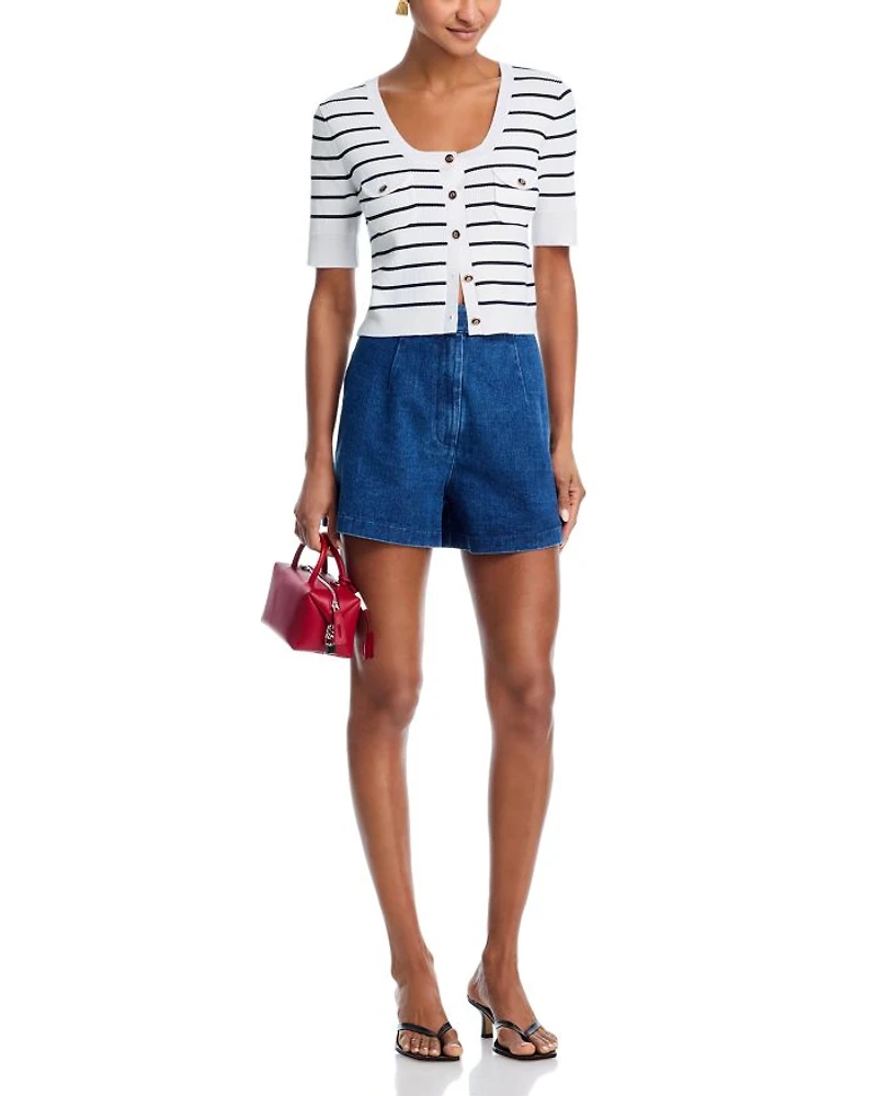 Denim Tab Waist Shorts