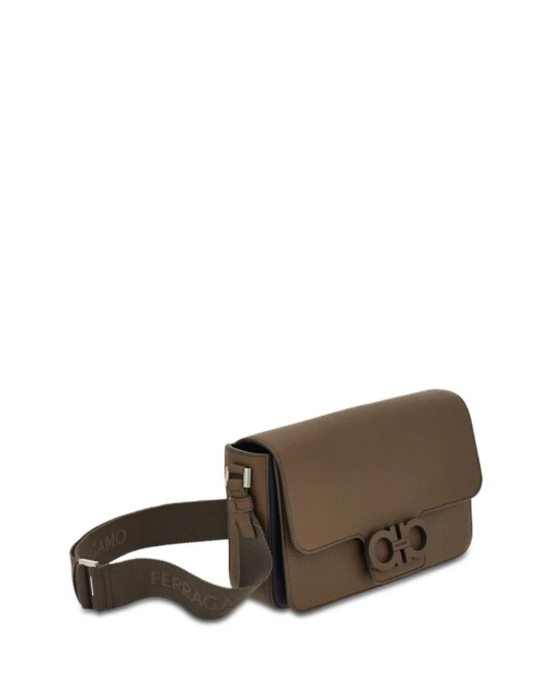 Double Gancini Leather Shoulder Bag