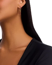 Multicolor Sapphire Linear Drop Earrings in 14K Yellow Gold