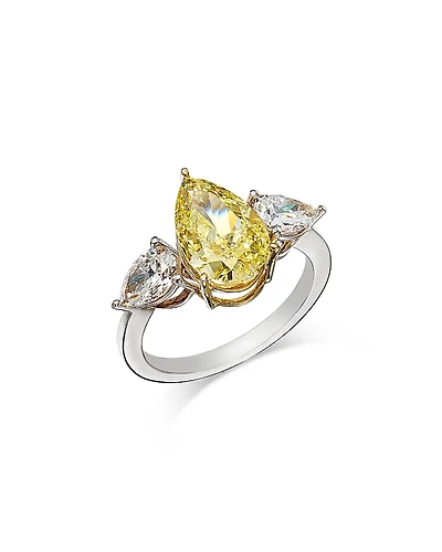 Bloomingdale's Fine Collection Certified Lab Grown Yellow & White Pear Cut Diamond Engagement Ring