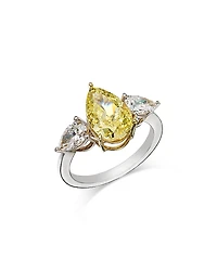 Bloomingdale's Fine Collection Certified Lab Grown Yellow & White Pear Cut Diamond Engagement Ring