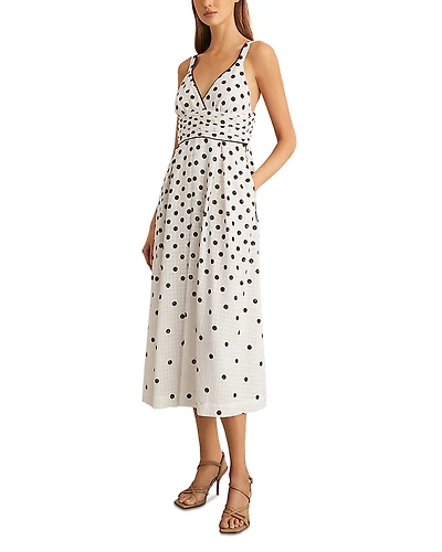 Reiss Dottie Polka Dot Midi Dress