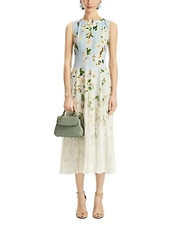 Oscar de la Renta Sleeveless Cherry Blossom Cady Dress