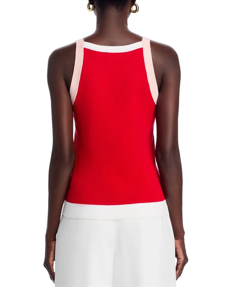 Sleeveless Color Blocked Halter Top