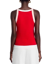 Sleeveless Color Blocked Halter Top