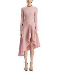 Oscar de la Renta Long Sleeve Double Stretch Wool Day Dress