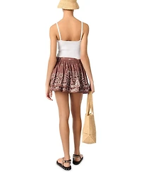 Printed Mini Skirt with Rhinestones