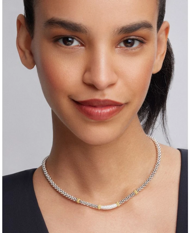 18K Gold & Sterling Silver Diamond Lux Single Station Necklace, 16"