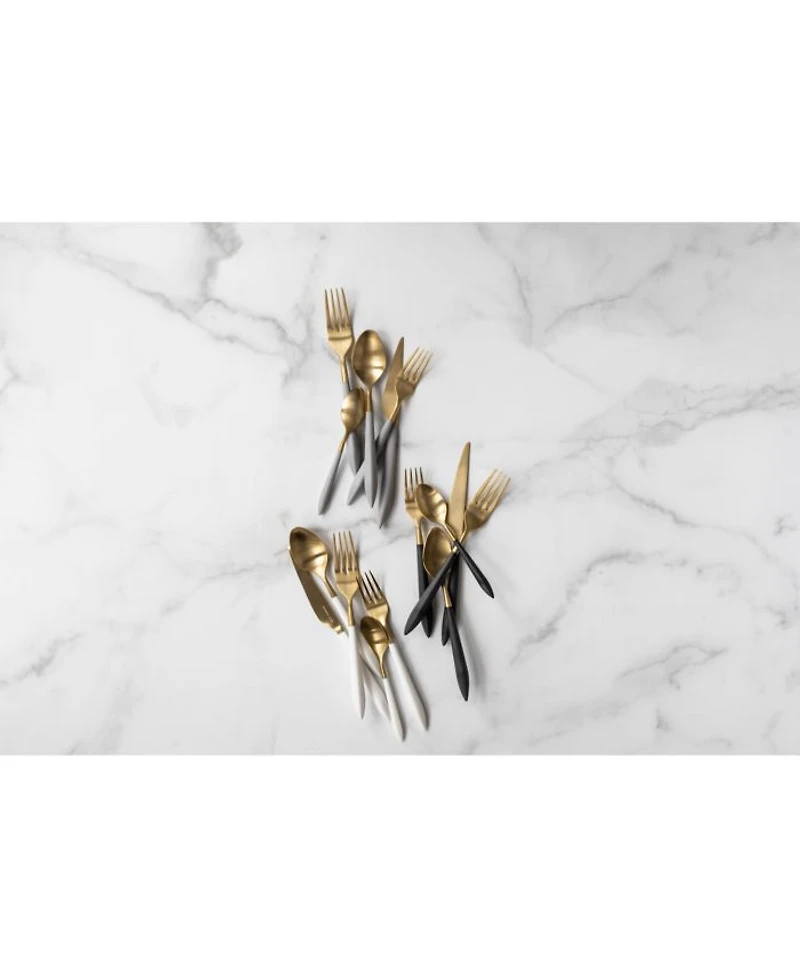 Ares Oro & Black 20 Piece Flatware Set