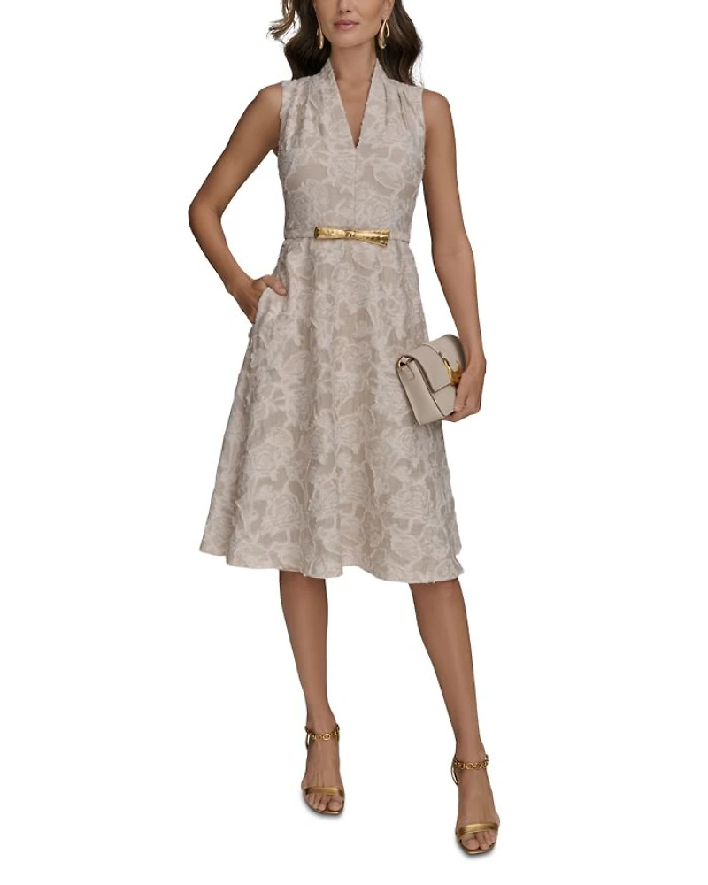 Belted Jacquard Dress