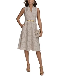 Donna Karan Belted Jacquard Dress