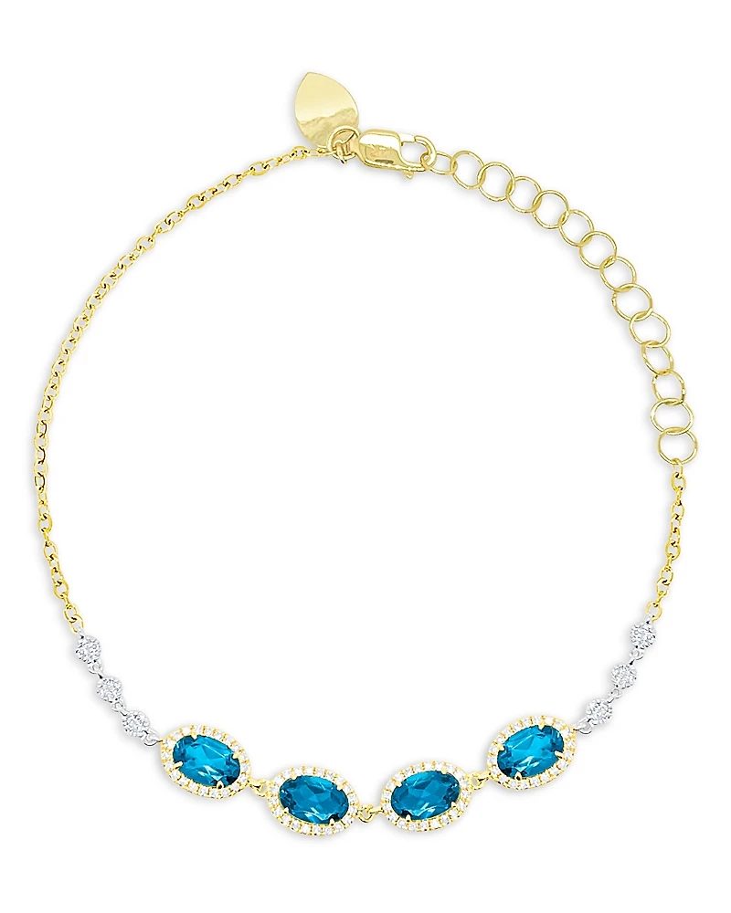 Meira T 14K White & Yellow Gold Blue Topaz & Diamond Bracelet