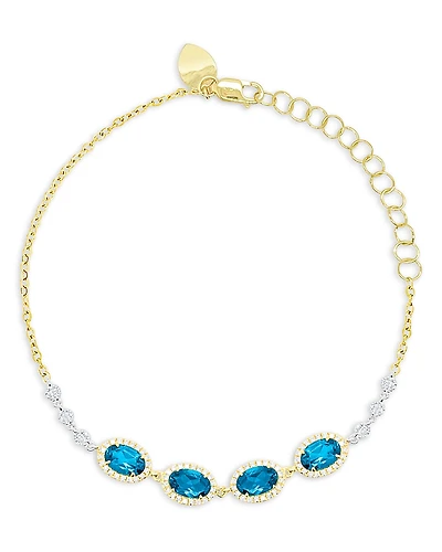 Meira T 14K White & Yellow Gold Blue Topaz & Diamond Bracelet