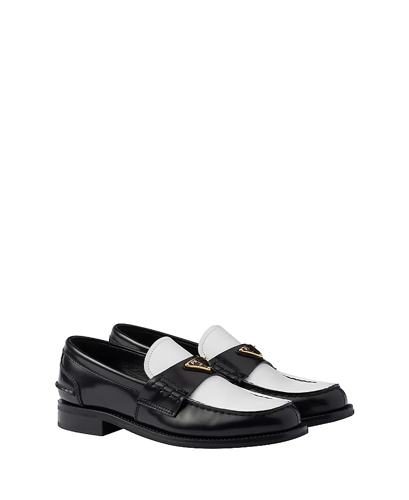 Prada Women's Two-Tone Brushed Leather Loafers